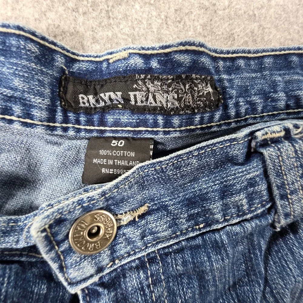 Vtg BKLYN Brooklyn Mens 50 Blue Jean Baggy Denim Jorts Y2K Hip Hop Shorts
